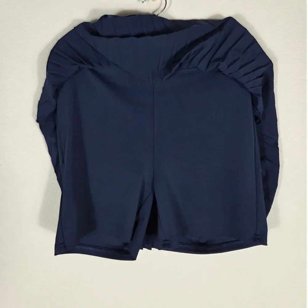 Lou & Grey Navy Blue Pleated Wanderweave Skort Size Med Golf Tennis Pickleball - Picture 4 of 8